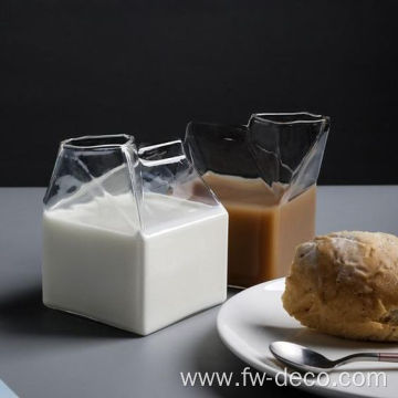 350ml Creative Milk Box Glass Mug